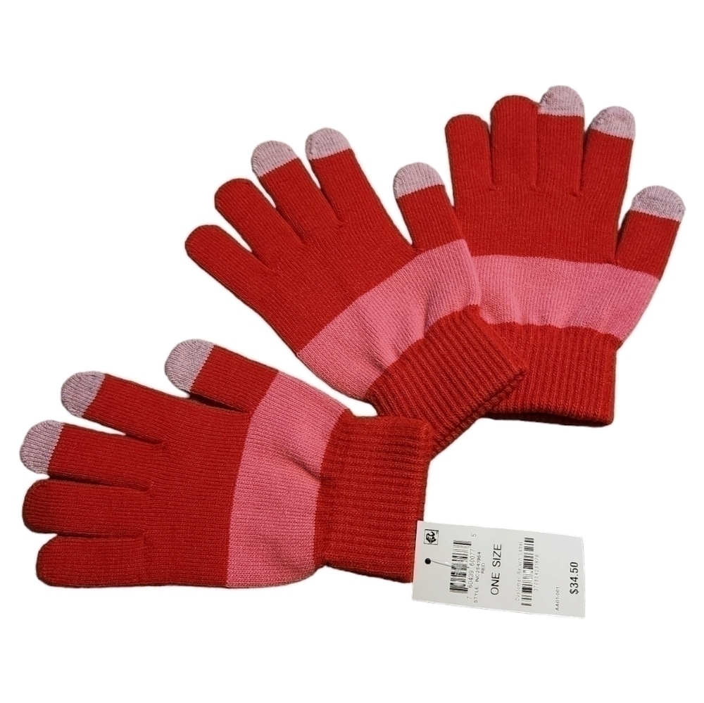 INC Women's Pair + 1 Red Pink Light Purple Gloves Set Gift Set NWT